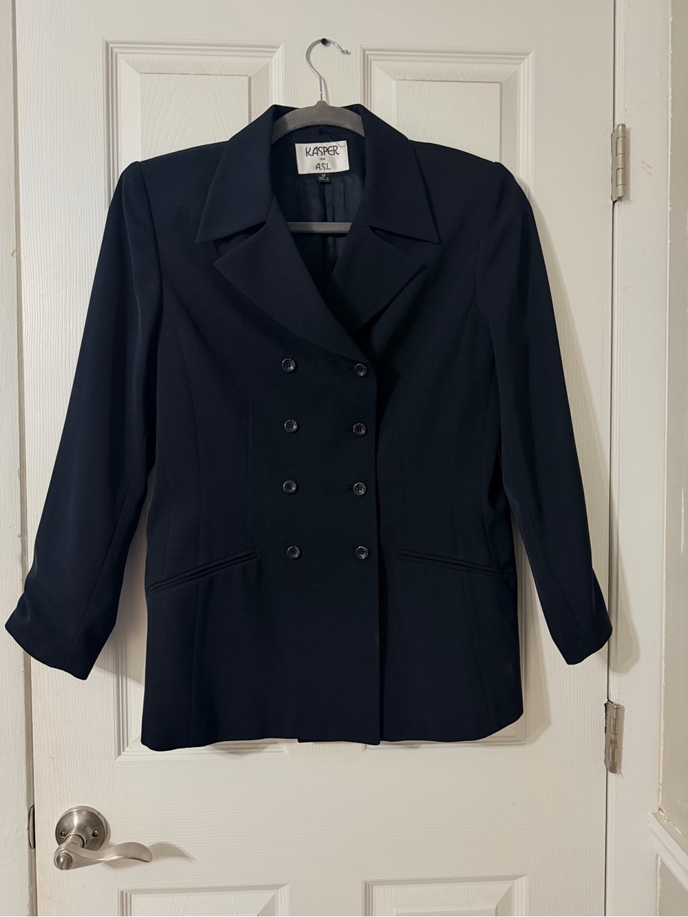 Kasper Double-Breasted Navy Blazer Jacket